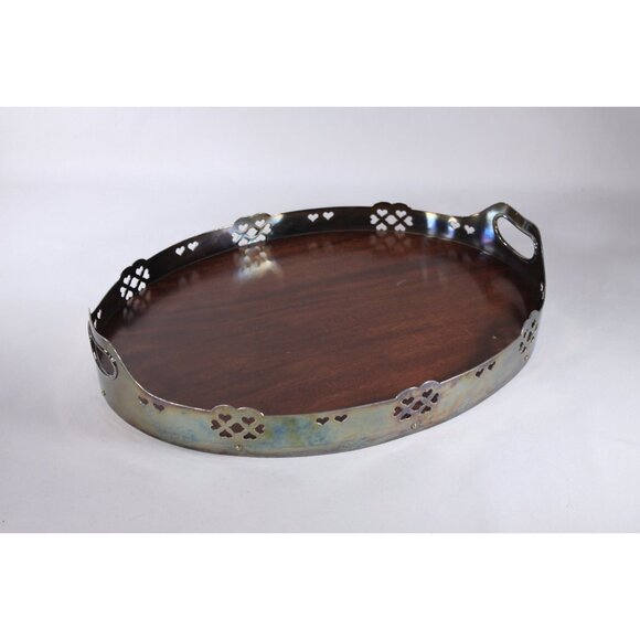 Vintage Industrial handcrafted serving tray, Edwardian style heart cut out metal - Picture 2 of 10